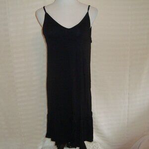 NWT Agnes & Dora Ruffle Hem Wunder Slip Dress Black Spaghetti Straps Size XS